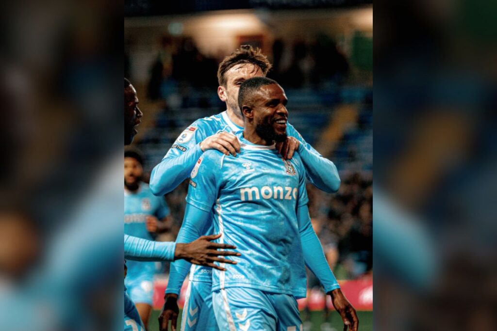 Frank Onyeka celebrating a goal with team mates.