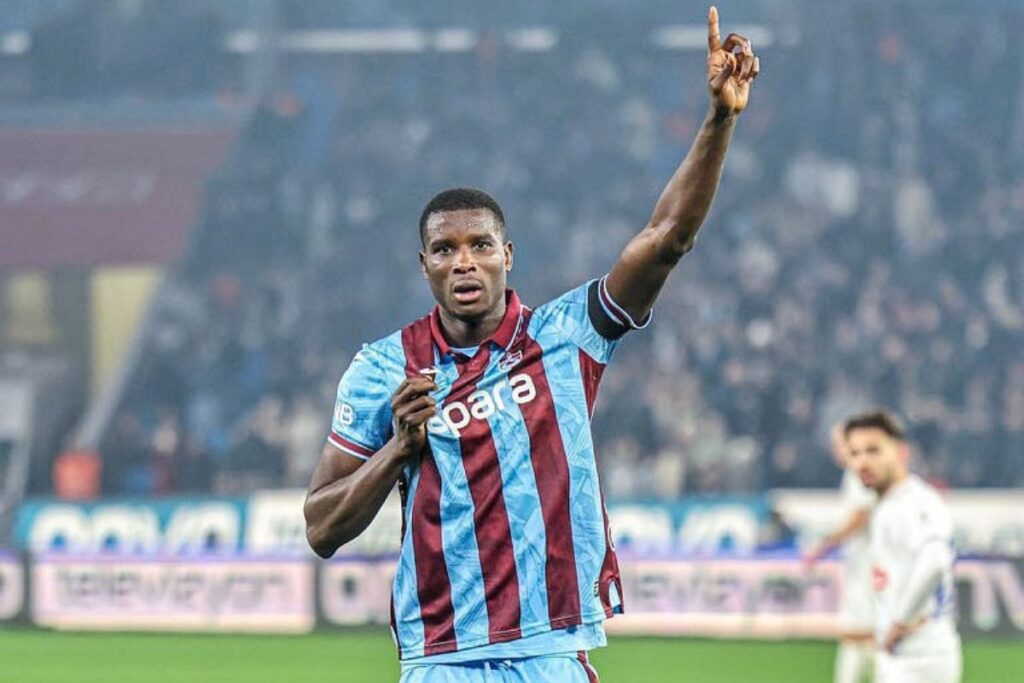 Paul Onuachu celebrating a goal for Trabzonspor.