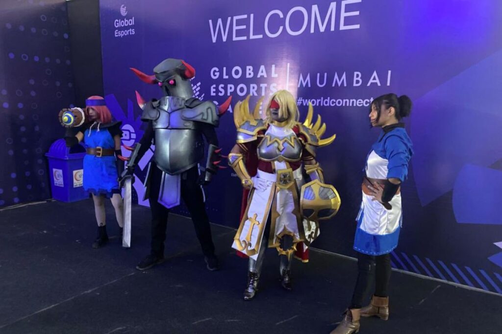 Life sized gaming characters at the 2026 Mumbai World Finals.